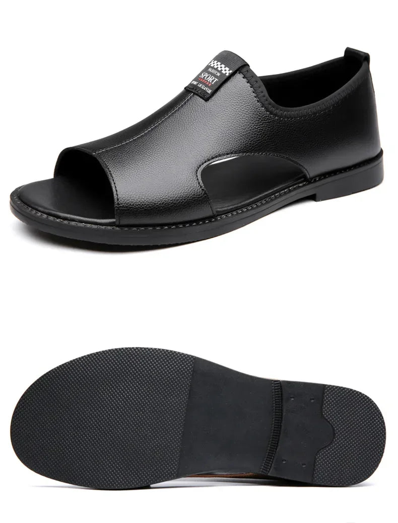 Sandals for Men Brand Casual Shoes Outdoor Fashion Men's Slippers Comfortable Beach Shoes High Quality Leather Man Flat 2025 - Sun Studio