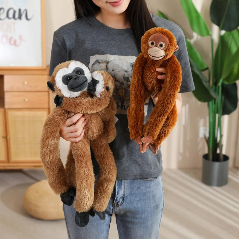 Cartoon Punch Monkey Plush Doll Brown Chimpanze Mom And Black Monkey Baby Together Animal Stuffed Doll Home Decor Gift For Kids - Sun Studio