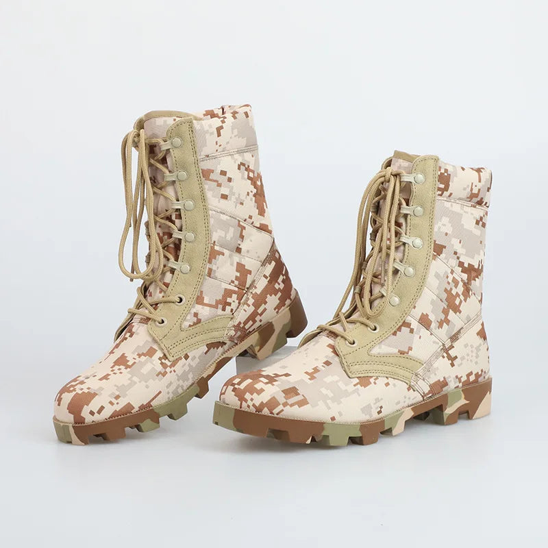 Tactical Boots Men Training Special High-Top Shoes Outdoor Shock-Absorbing Hard-Soled High-Waist Hiking Shoes - Sun Studio