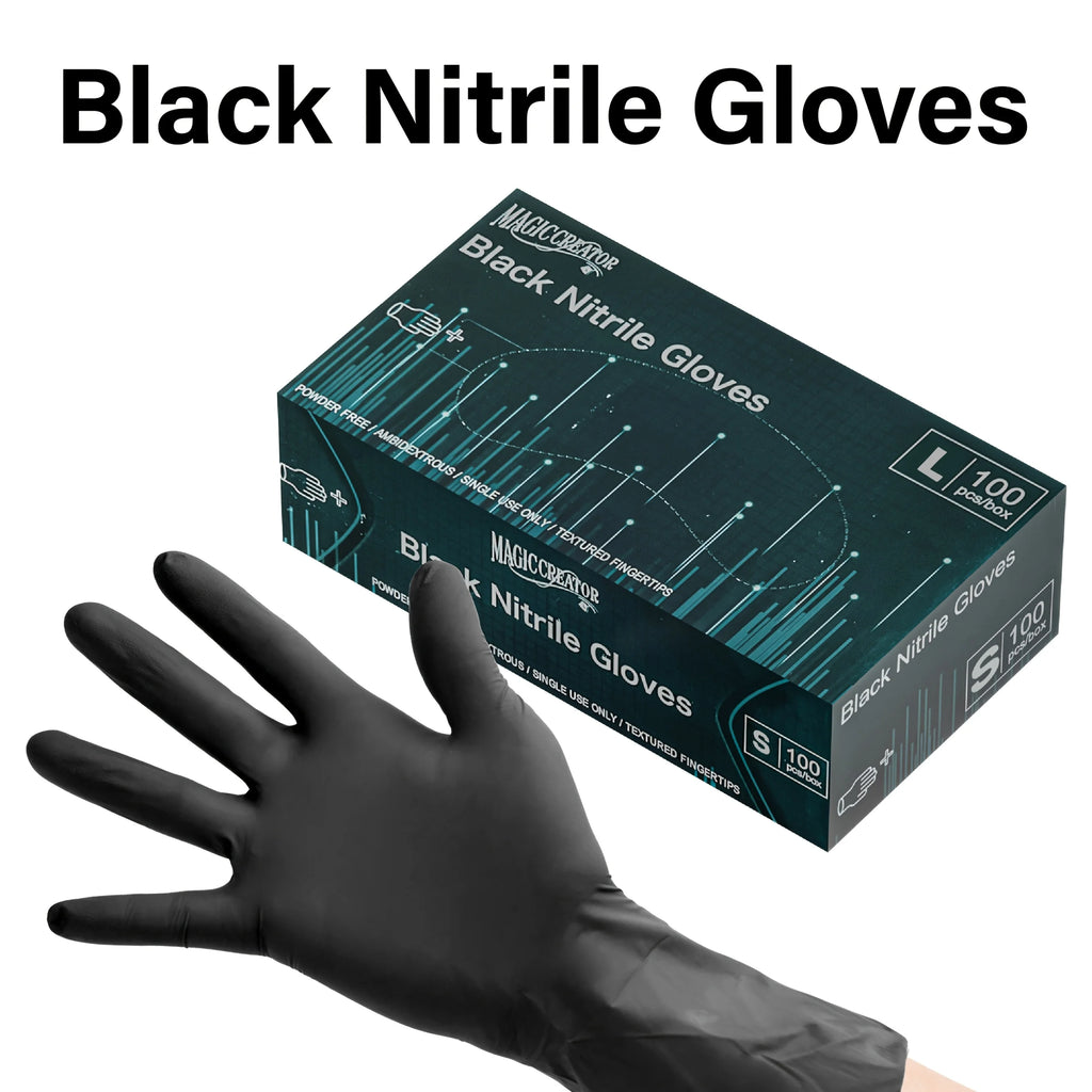 100PCS Black Nitrile Gloves Thickened Disposable Gloves for Cleaning Hairdressing Waterproof Dishwashing Tattoo Gloves - Sun Studio