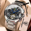 POEDAGAR Luxury Male Watch Business Date Week Stainless Steel Tourbillon Men Clock Waterproof Automatic Mechanical Men's Watches - Sun Studio
