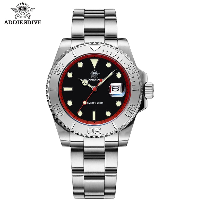 ADDIESDIVE Luxury Men's Diver Watch 200m Stainless Steel Bezel BGW9 Super Luminous Men's Analog Business Quartz Watches AD2040 - Sun Studio