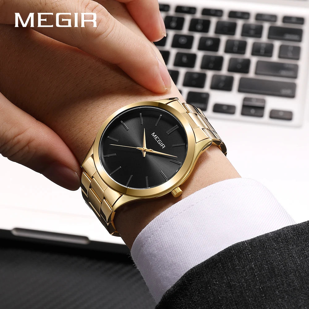 MEGIR Business Luxury Men's Watches Stainless Steel Luminous Waterproof Man Wristwatch Fashion Casual Men Quartz Watch Reloj - Sun Studio