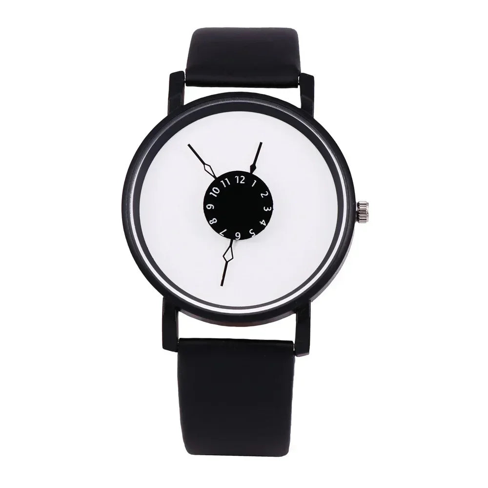 Couple Casual Quartz Watches Leather Band Strap Watch Analog Wrist Watch for Women Men Creative Digital Dial Clock Reloj Mujer - Sun Studio