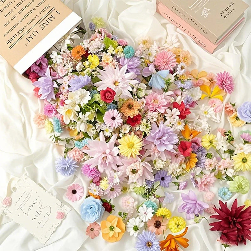 20/52Pcs Mini Random Mix Artificial Flowers Silk Fake Flowers for Home Decor DIY Craft Gifts Accessories Bride Wedding Decor - Sun Studio