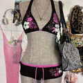 Y2k Vintage Flower print Cutie 2 set Bikini Swimsuit Sexy Women Bathing Fashion Halter Strap Swimwear High Street Beach Female - Sun Studio