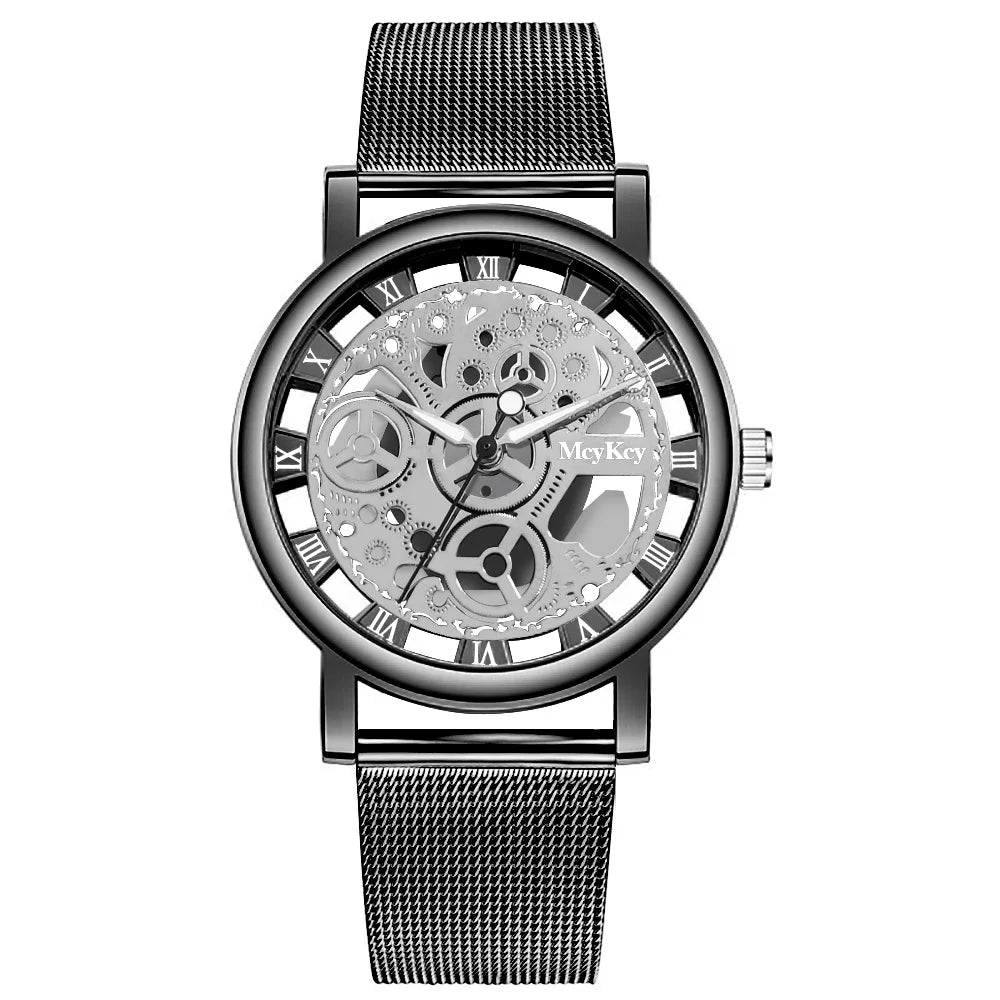 Free Shipping New Fashion Women Hollow Skeleton Faux Mechanical Watch Ladies Metal Mesh Quartz Watches For Gift Relogio Feminino - Sun Studio