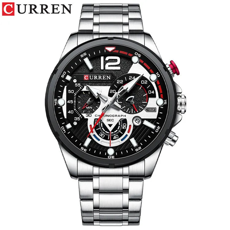 CURREN 8395 Men's Minimalist Large Dial Watch, Water-resistant Calendar Six-hand Multifunctional Quartz Watch - Sun Studio
