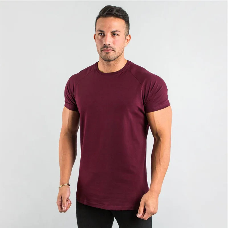 Fitness T-Shirt Men Bodybuilding Short Sleeve Sport Running T-shirt Men Sportswear Workout Shirts Male Men Gym Summer Tops Tee - Sun Studio