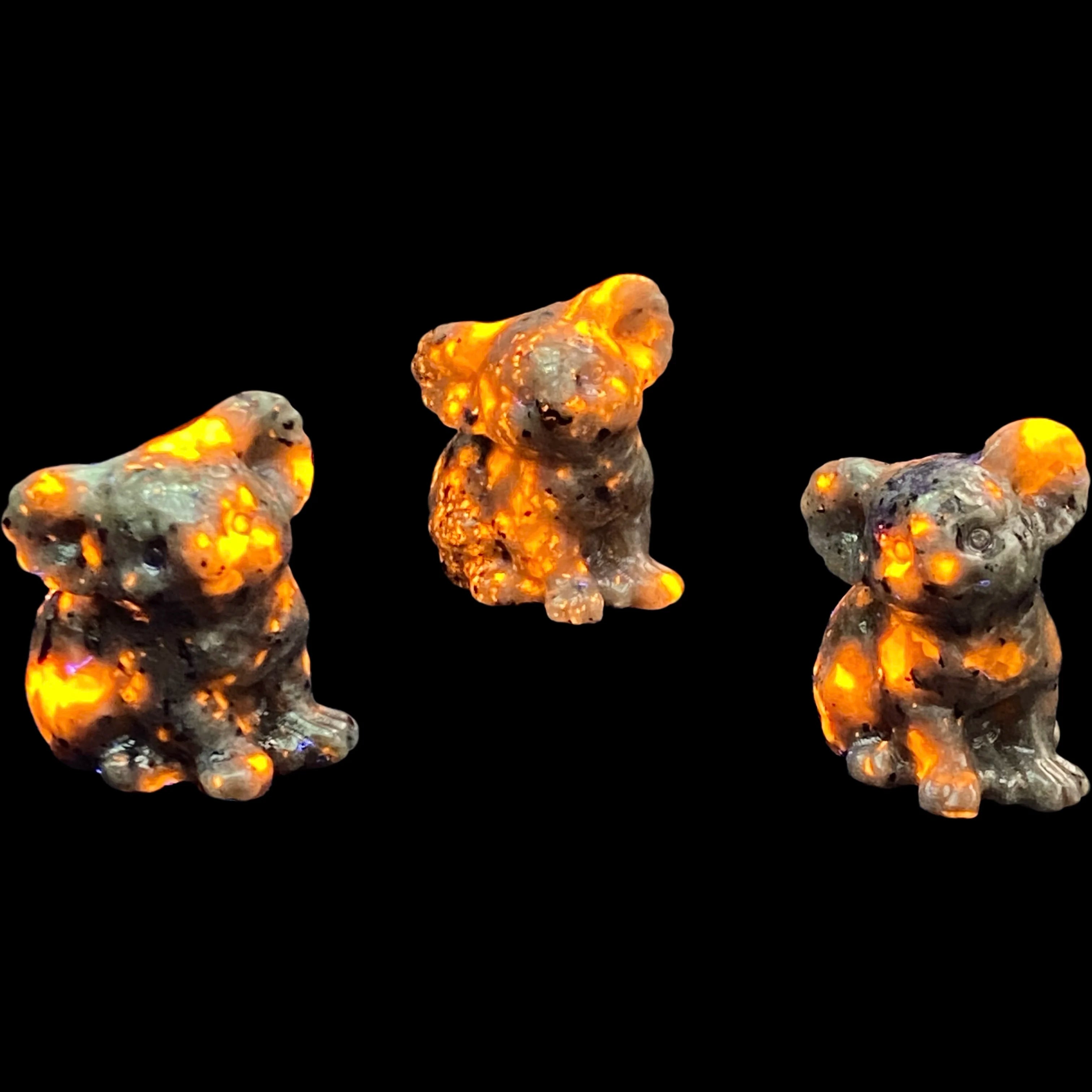 1PC Koala Carving Yooperlite Obsidian Firework Garnet Yellow Calcite - Home Decor Ideal for Graduation Gift Festival Decoration - Sun Studio