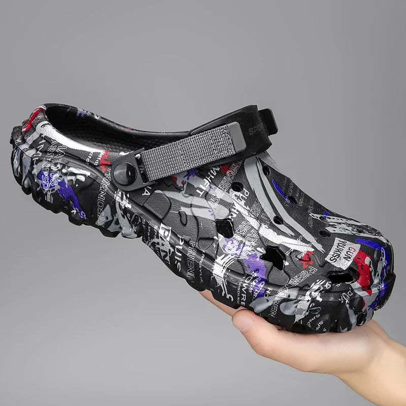 Big Size 47 Summer Men White Clogs Outdoor Garden Clogs Hole Shoes Male Casual Shoes Water Shoes Comfort Home Soft Slippers - Sun Studio