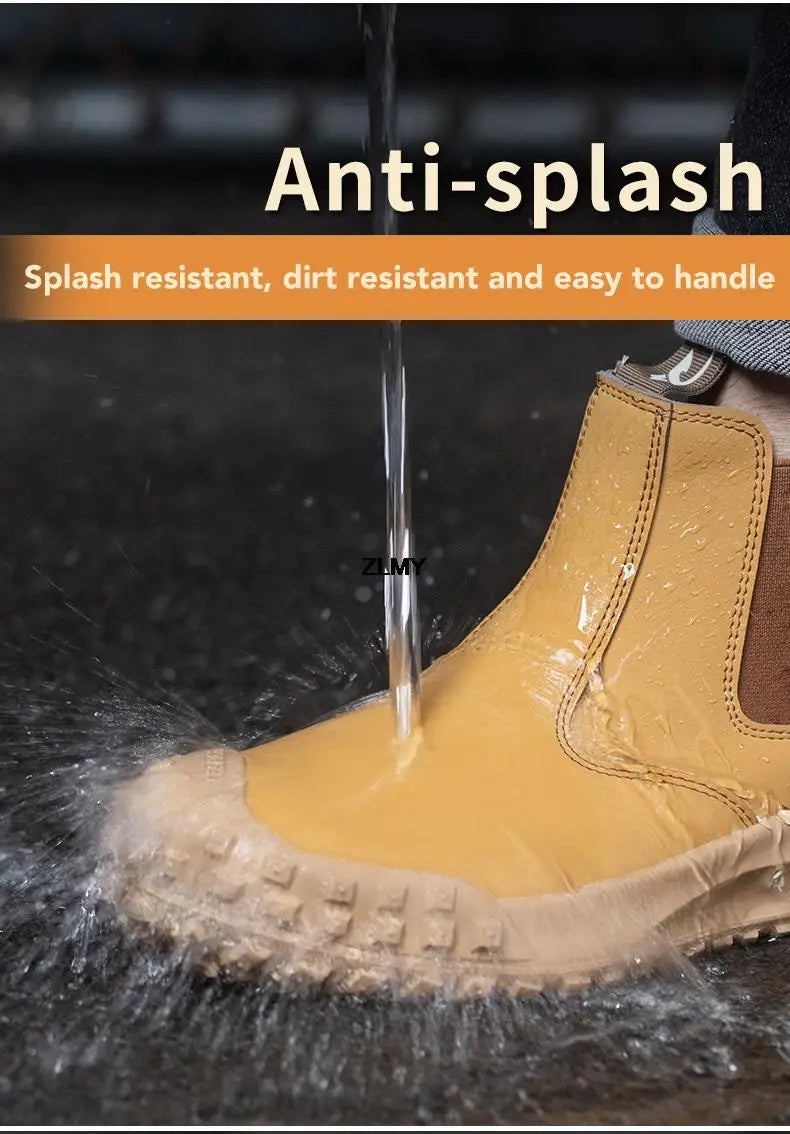 Waterproof Men Welder Shoes Steel Toe Work Shoes Man Anti-spark Anti-smash Safety Shoes Male Slip On Chelsea Work Safety Boots - Sun Studio