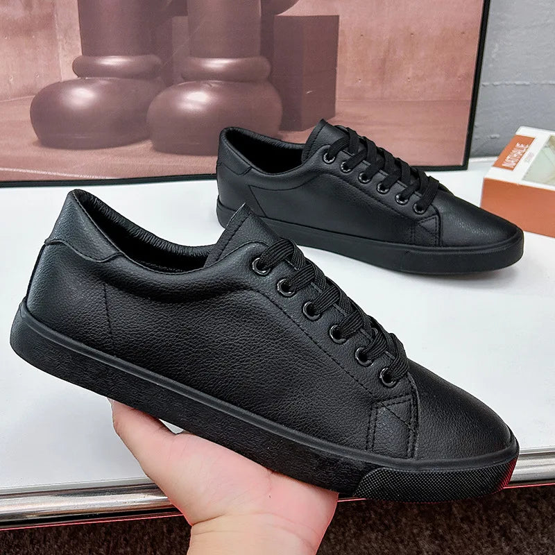Spring Summer Flat Mens Casual Shoes Soft Pure Black Fashion Male Footwear Cool Young Man Street Style Comfortable - Sun Studio