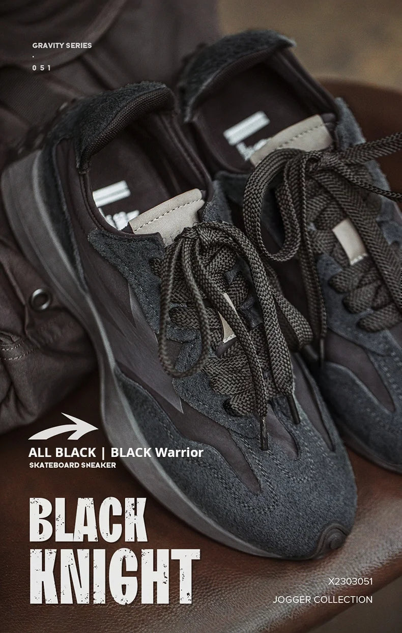 Maden Spring Vintage Thick-soled Patchwork Black Sneakers Casual Breathable Jogging Shoes Low-top Lace-up Sporty Summer Shoes - Sun Studio