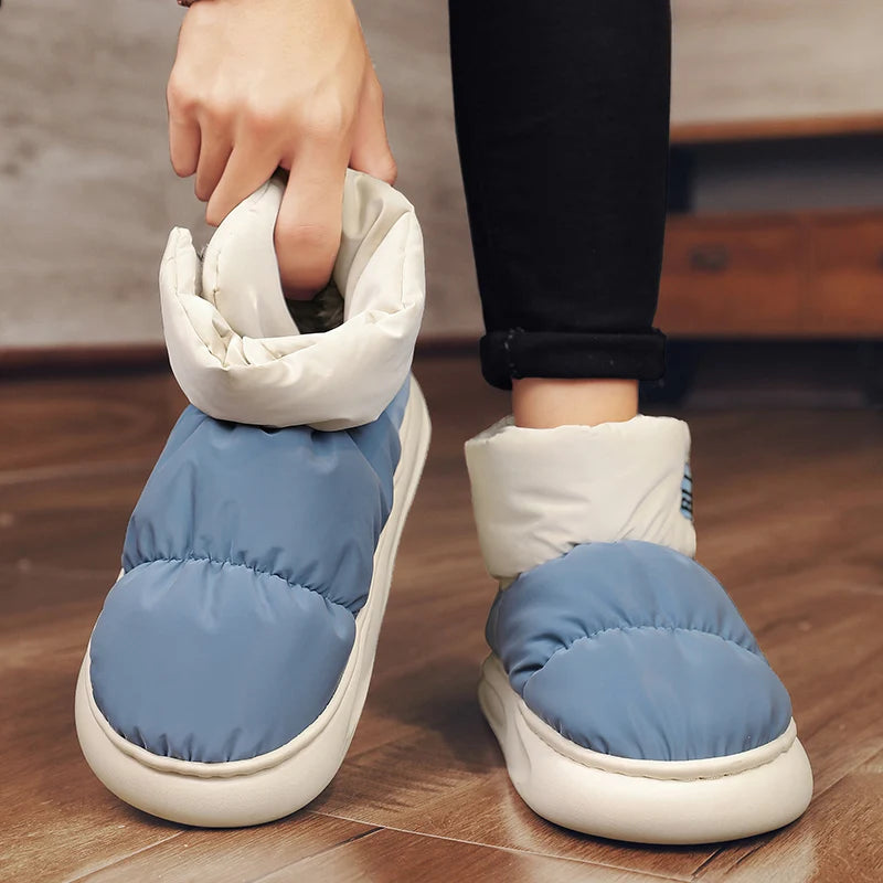 Outdoor Plush Warm Men's Snow Boots Winter Couple Cotton Shoes Down Non-Slip Waterproof Fashion Kids Shoes Slip on Soft Sneakers - Sun Studio