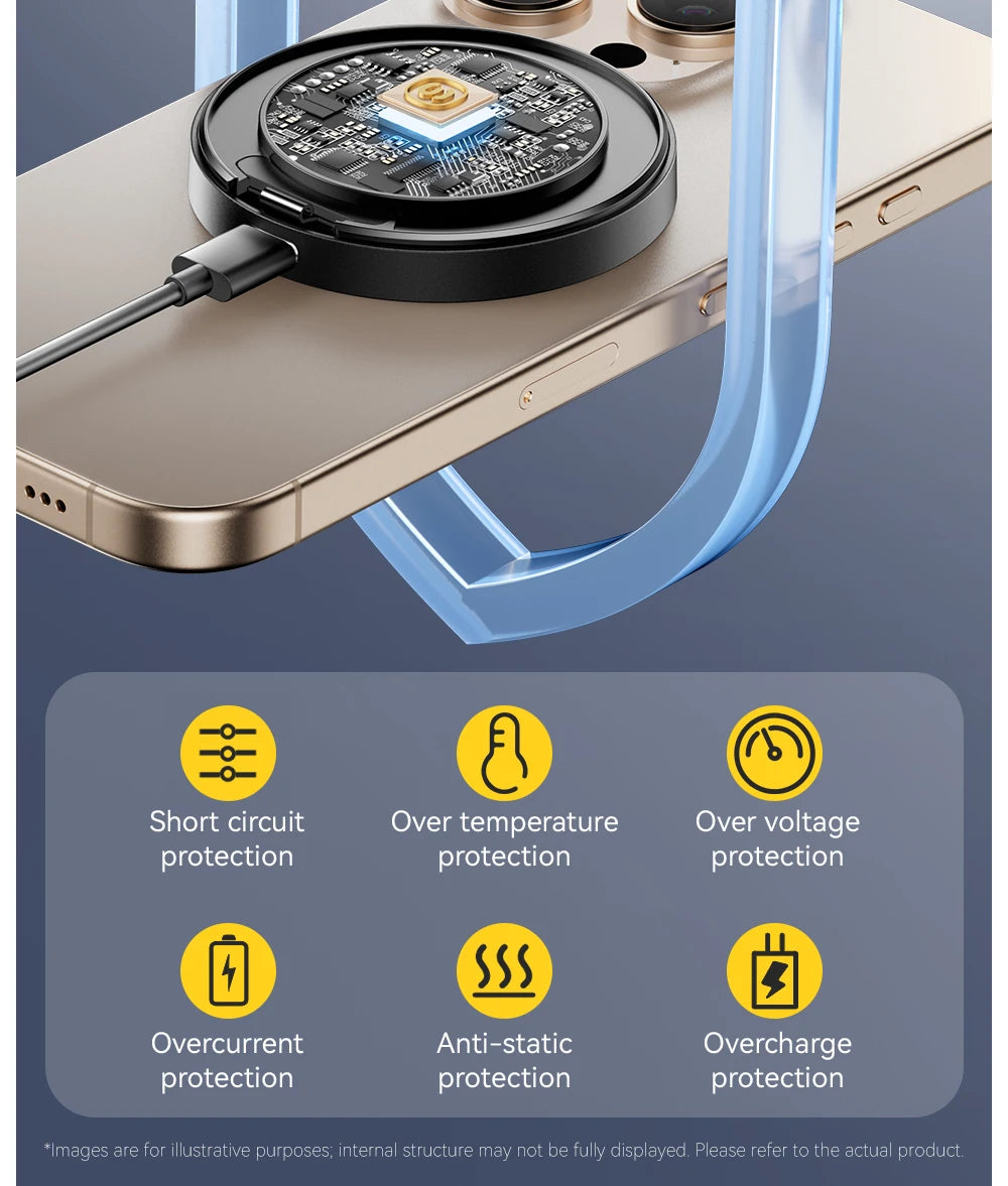Essager Magnetic Wireless Charger With Holder 15W Fast Charging For iPhone16 15 14 13Pro Max Airpods Mini Wireless Phone Charger - Sun Studio