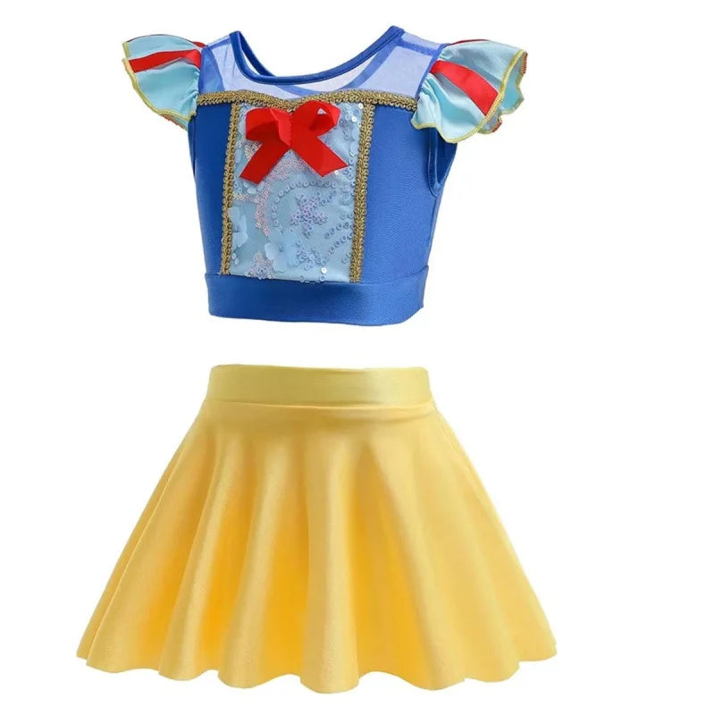 2025 Summer Hot Swimsuit Snow White Design Two Pieces Swimwear Girl Vacation Beach Clothing Pool Swimming Suit Kawaii Bikini Set - Sun Studio
