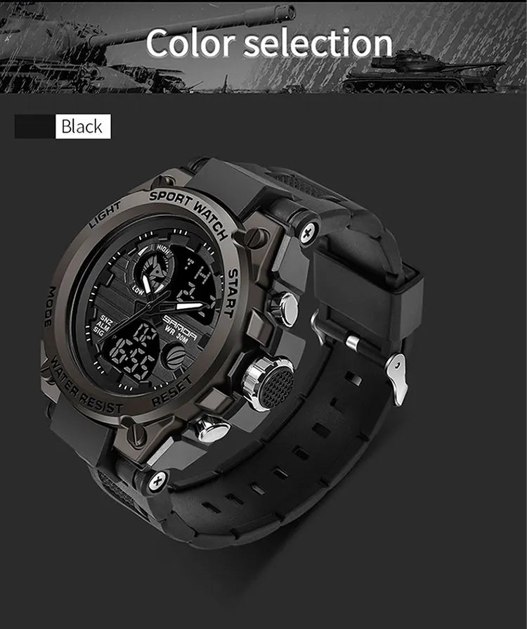 SANDA Top Luxury Watches Men Military Army Mens Watch Waterproof Sport Wristwatch Dual Display Watch Male Relogio Masculino - Sun Studio