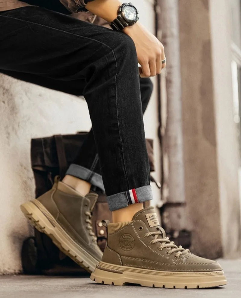 Winter New Man Shoes Classic Men Retro Ankle Boots Fashion Waterproof No-slip High-top Casual Shoe Work&Safty Boots Botas Hombre - Sun Studio