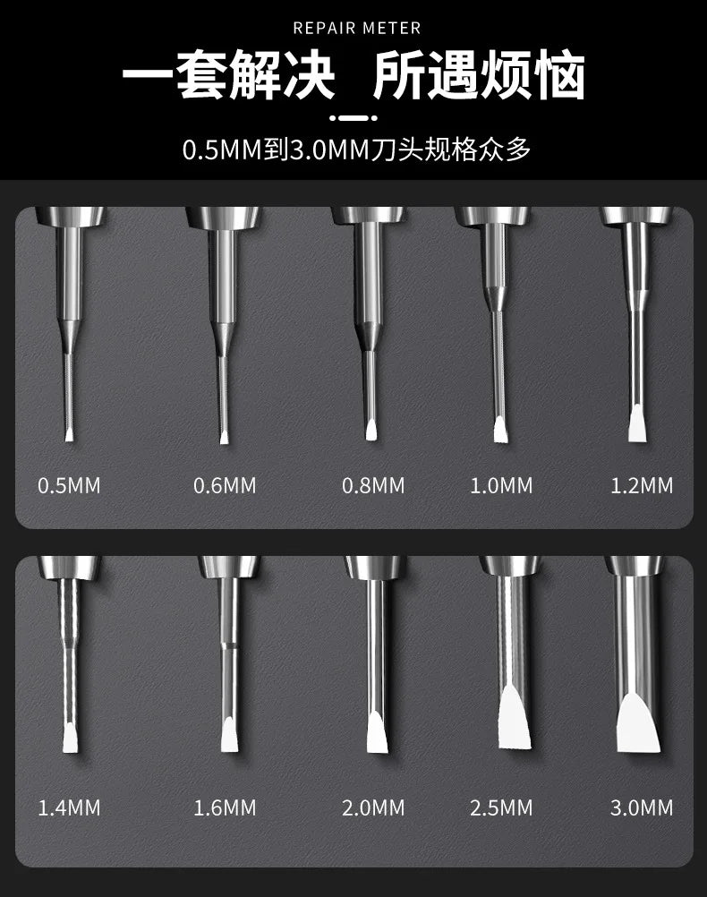 New Precision Watch Screwdriver Set 10pcs 0.5-3.0mm Phillips One-Piece Hand Screwdrivers for Watches Eyeglasses Watchmaker Tools - Sun Studio