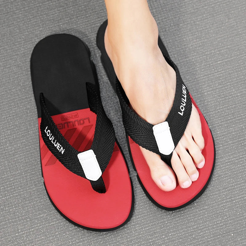 [Color blocked flip flops] Comfortable color blocked flip flops - Men's non slip casual rubber bottom EVA flip flops, suitable f - Sun Studio