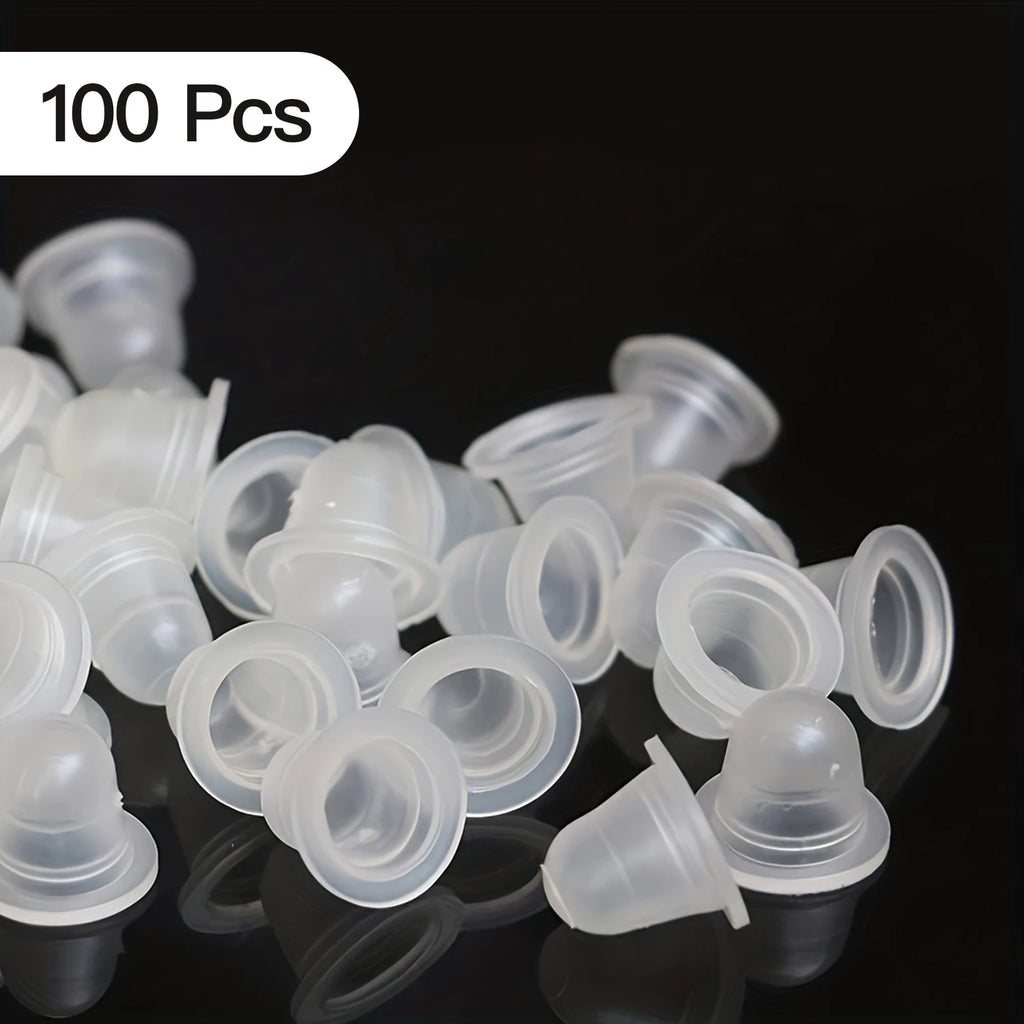 100Pcs Disposable Tattoo Ink Cup S  Size and L Size Silicone Permanent Tattoo Makeup Eyebrow Makeup Pigment Container Caps - Sun Studio