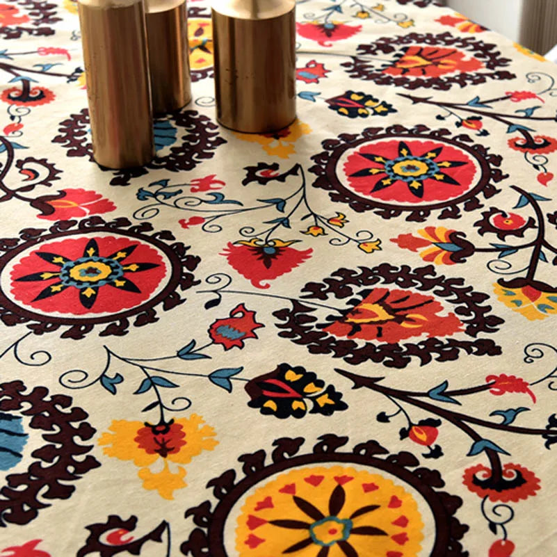 Bohemian Fabric Ethnic Vintage Retro Boho Printed Cotton Linen Home Decor Upholstery Textile