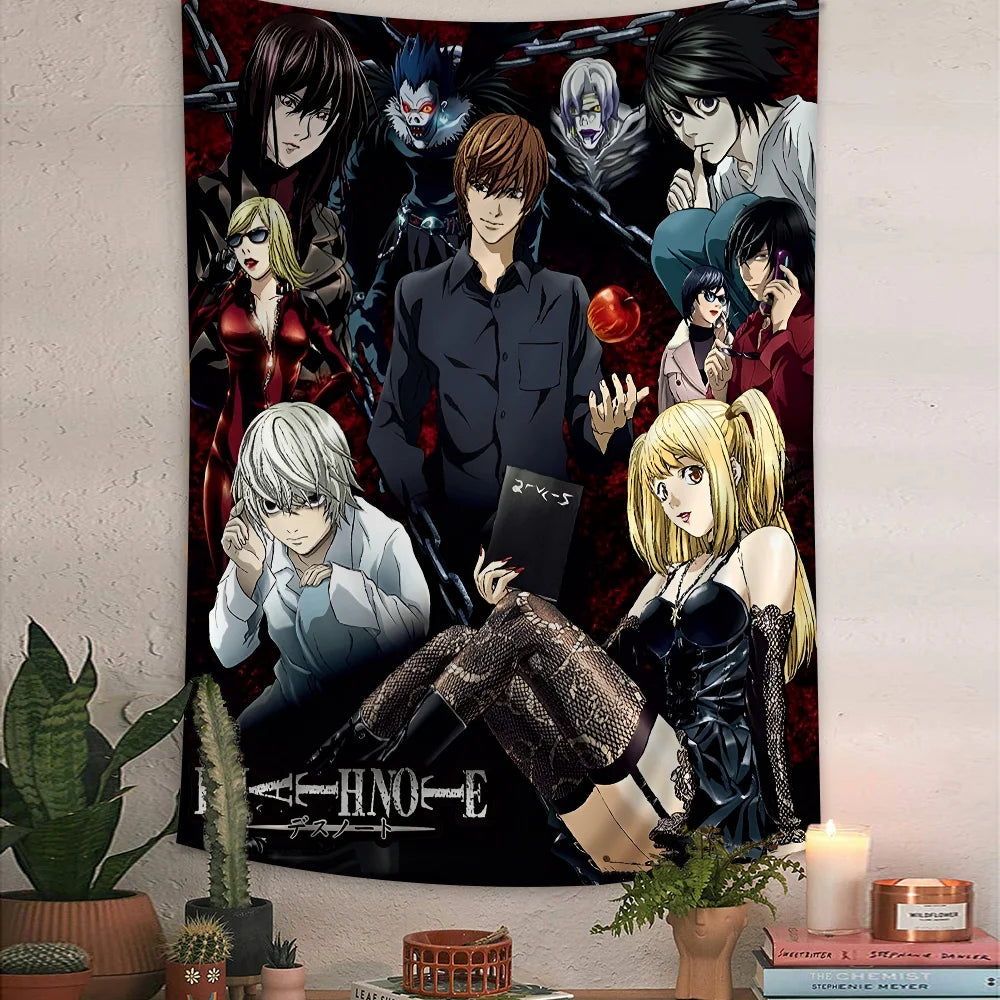 VIKAMA Death Note Anime Tapestry L Character Dessert Theme Study Wall Hanging Room Decor Home Decor - Sun Studio
