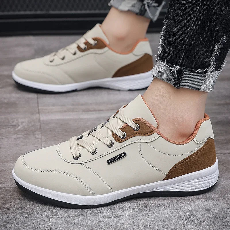 YRZL Men Shoes Spring Autumn Waterproof Walking Sneakers Leisure Male Leather Sports Shoes Non-Slip Footwear Tennis for Men - Sun Studio