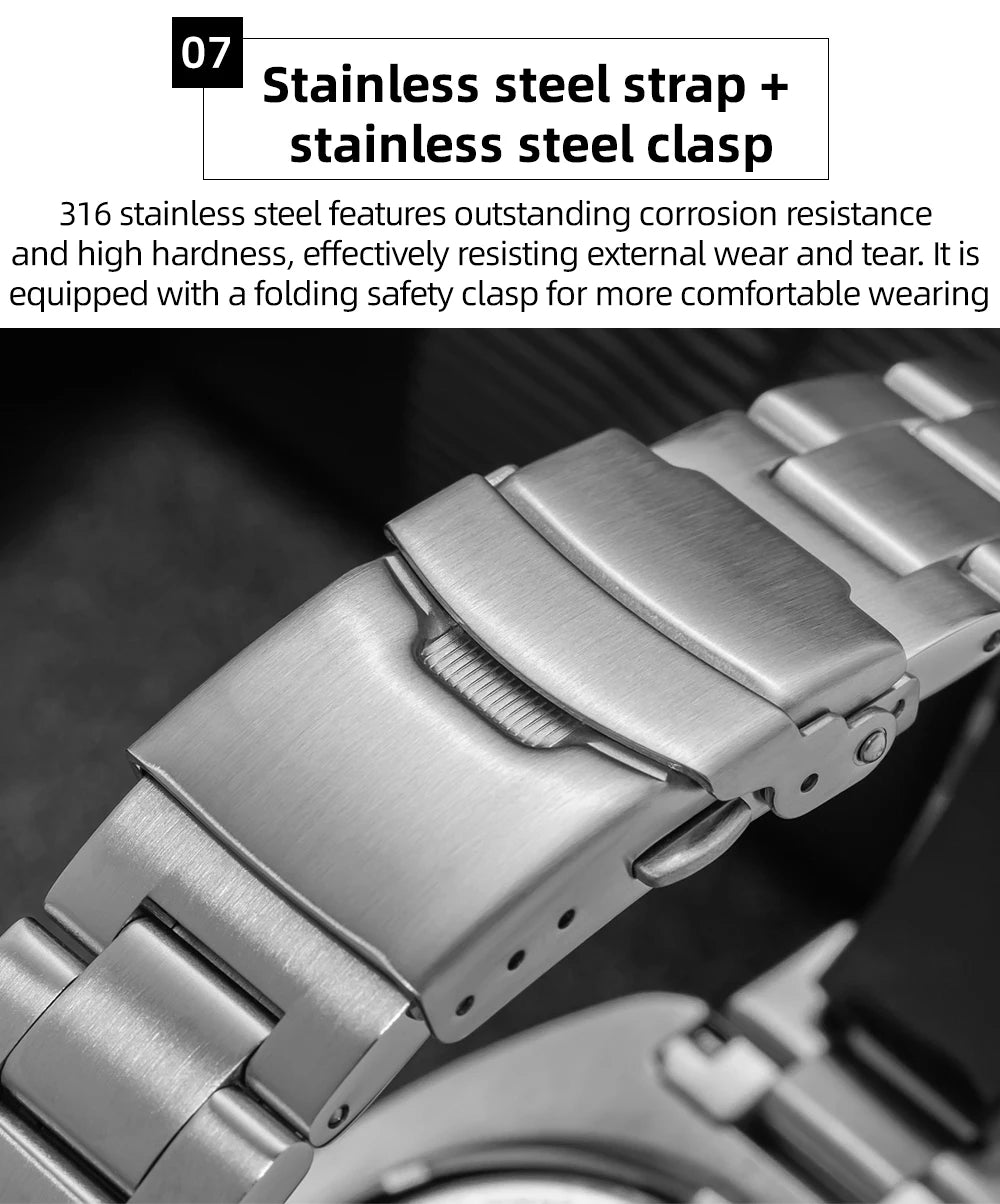 ADDIESDIVE Watch For Man AD2511 Sapphire Glass Window Display BGW9 Luminous 200M waterproof 316L Stainless Steel Quartz Watches - Sun Studio