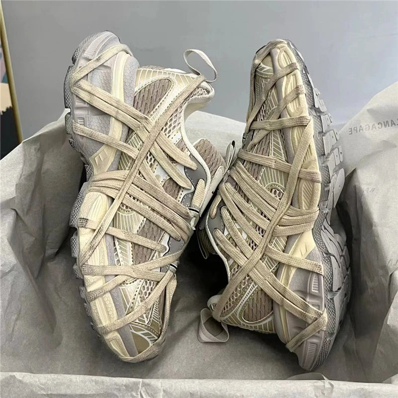Large Size Casual Trainers Luxury Designer Unisex Shoes Chunky Heel Platform All Match Increasing Sport Runway Sneakers Female - Sun Studio