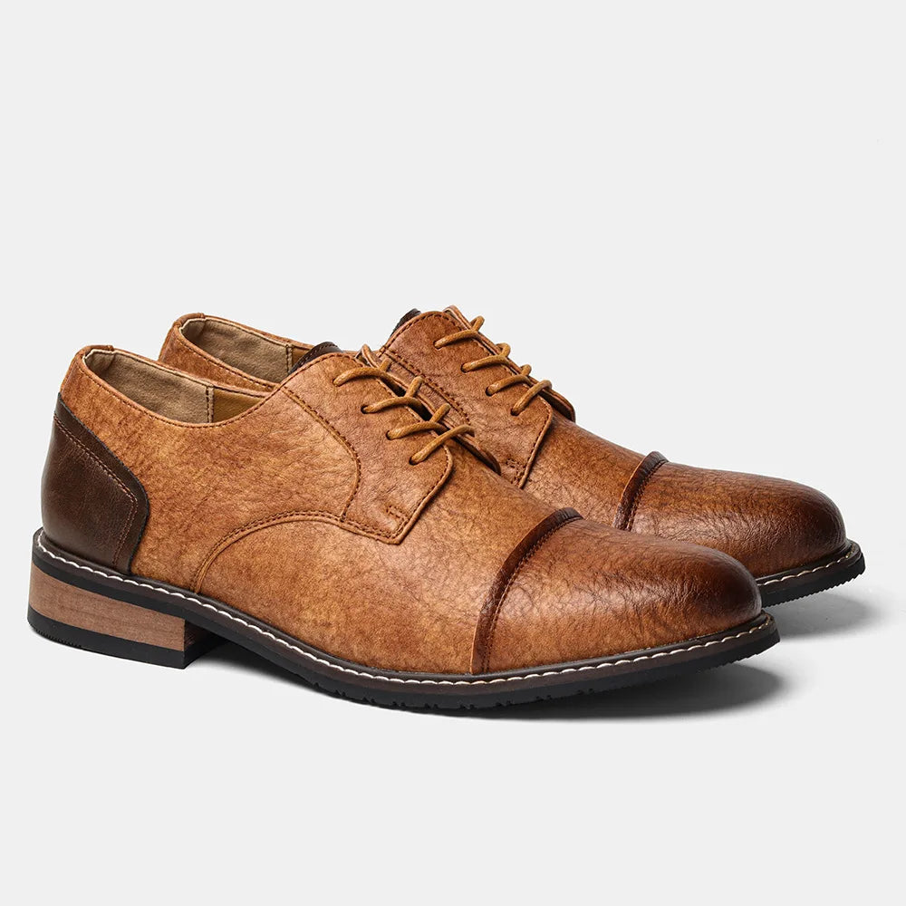 Business Men's Leather Shoes European American Casual Man Leather Shoe Retro Trend Men's Shoes Large Size Leather Shoes for Men - Sun Studio