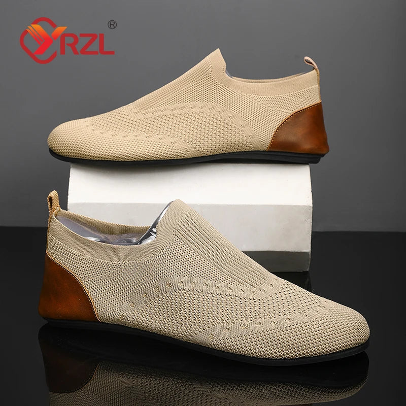 YRZL Loafers Men Soft Driving Moccasins High Quality Flats Male Walking Shoes Breathable Mesh Casual Loafers Slip on Mens Shoes - Sun Studio