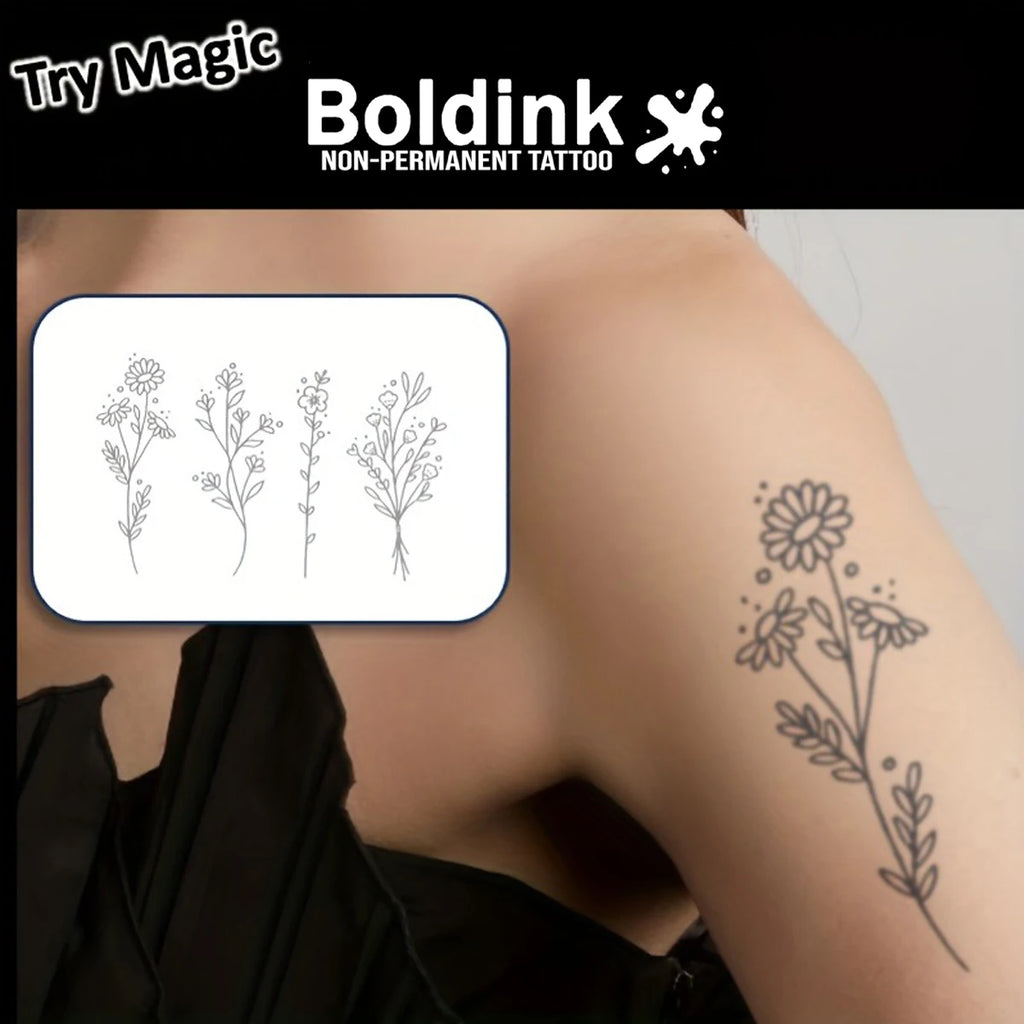 FlowersSemi-Permanent Tattoos,Realistic Long-Lasting Fake Tattoos,New Technology Waterproof Temporary Tattoo. - Sun Studio