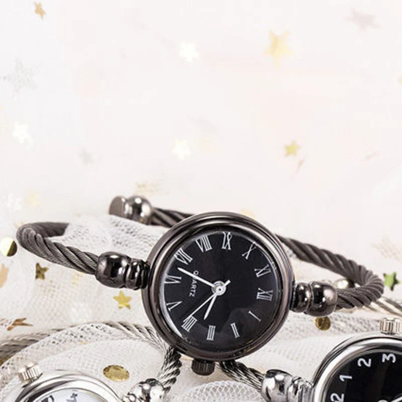 YIKAZE Women Bracelet Watch Retro Gold Bangle Women Watches Stainless Steel Retro Ladies Quartz Wristwatch Clock Dress Watch