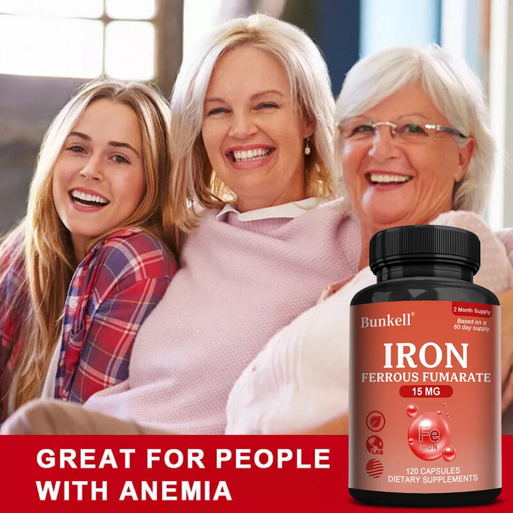 Iron Supplement - Boost Energy, Improve Concentration, Enhance Immune Function, Reduce Fatigue, Help Hemoglobin Balance, Non-GMO - Sun Studio
