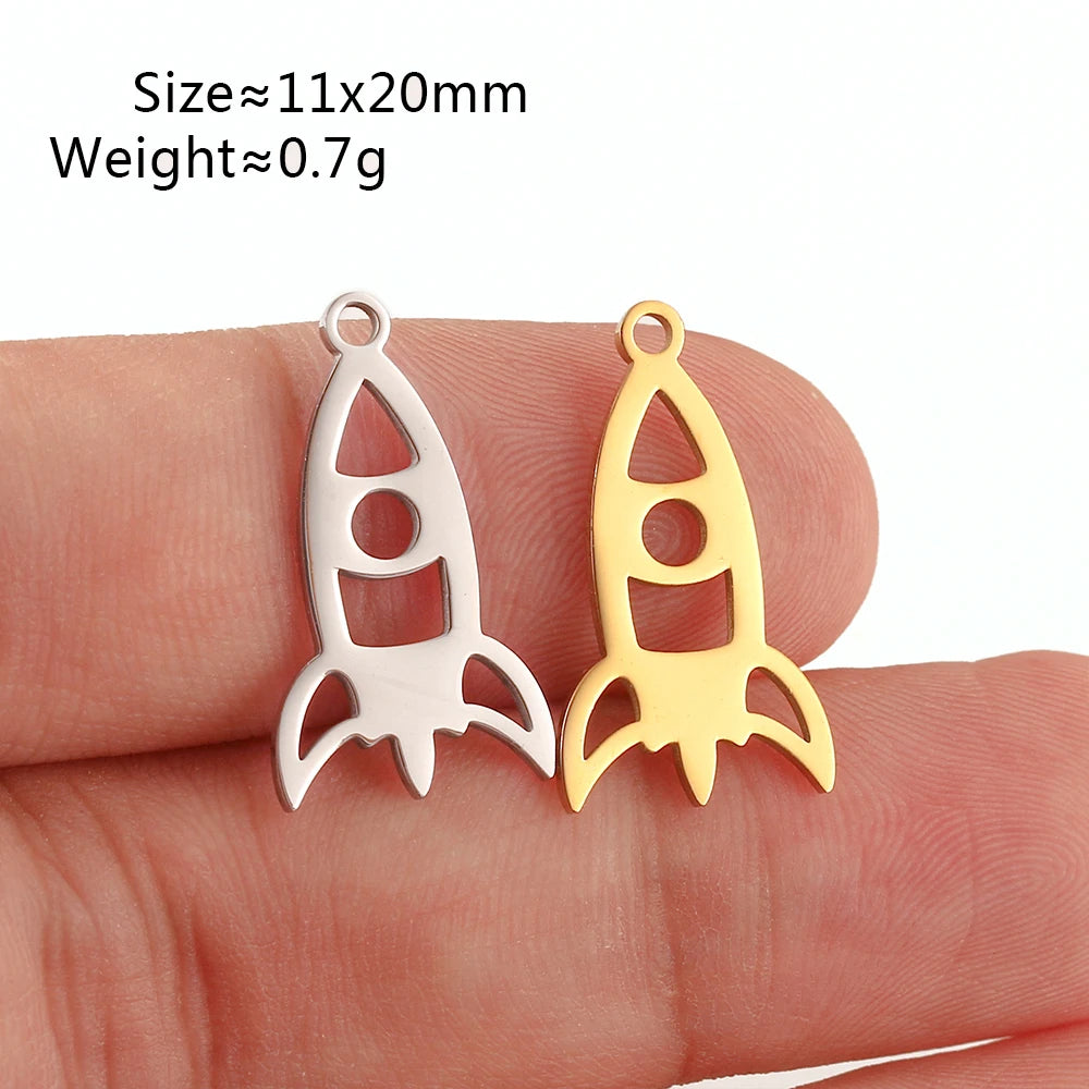 5Pcs Summer Hat/Lip Kiss/Swimsuit/Airplane Travel Charm  Stainless Steel Jewelry Making Craft DIY Bracelets Necklace Accessories - Sun Studio