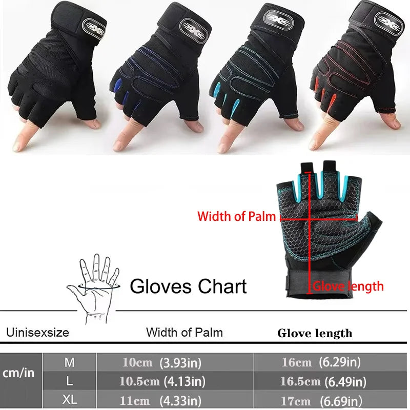 Gym Gloves for Men Women Fitness Weight Lifting Wristband Gloves Body Building Training Sports Exercise Cycling Glove Shockproof - Sun Studio