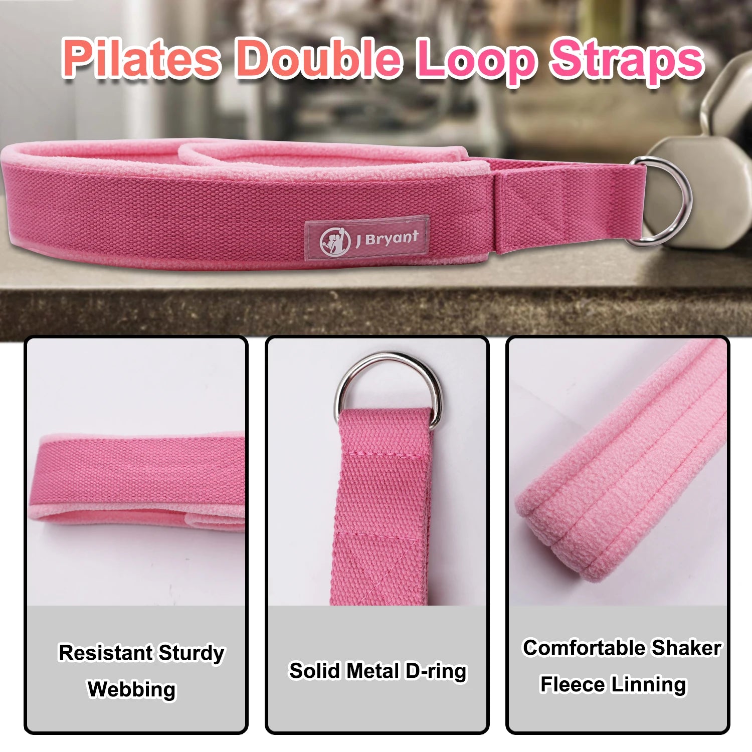 Pilates Double Loop Straps for Reformer Fitness D-Ring Straps ,Yoga Exercise Accessories for Home Gym Workout,1 Pair - Sun Studio