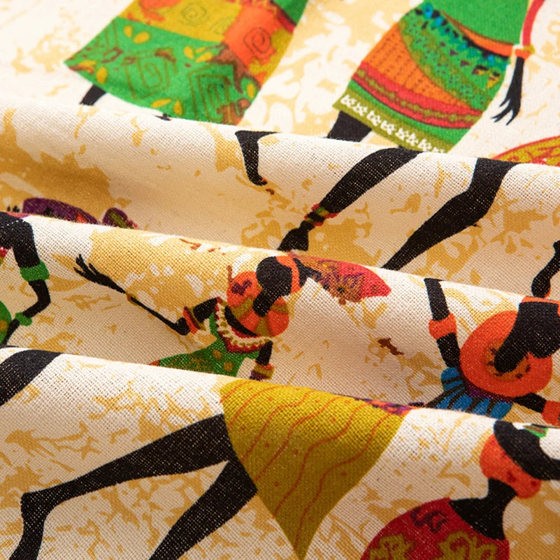 Bohemian Fabric Ethnic Vintage Retro Boho Printed Cotton Linen Home Decor Upholstery Textile - Sun Studio