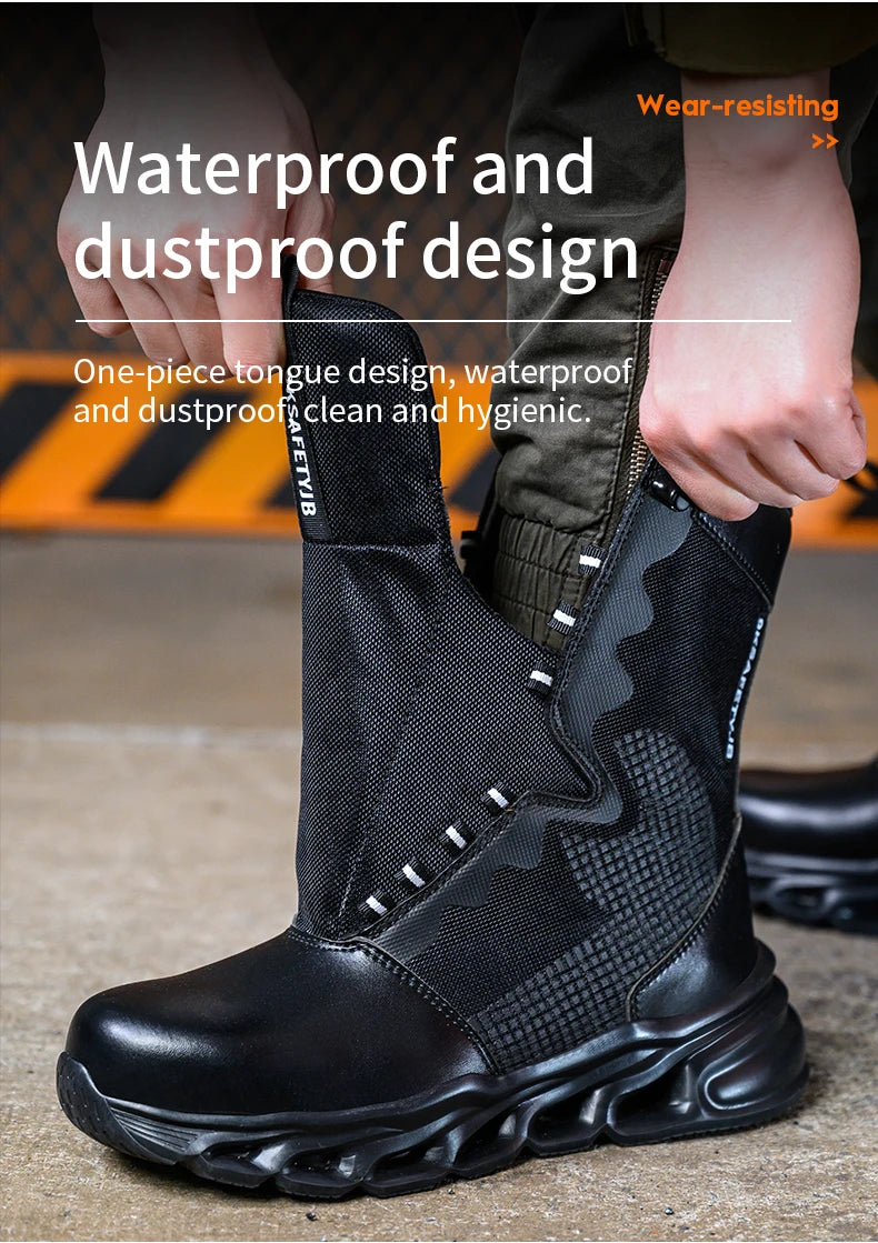 New Fashion 2024 Men Boots Safety Shoes Security Steel Toe Cap Military Boots Working Steel Toe Anti-Smashing Men's Work Boots - Sun Studio
