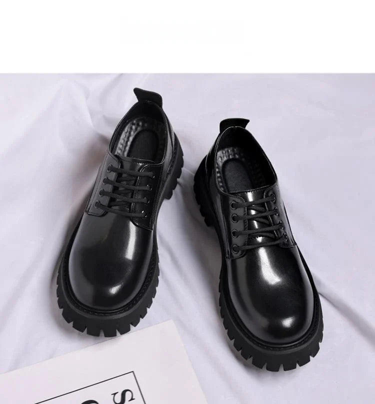 Genuine Soft Leather Men's Shoes 5cm Heightening Thick Bottom Anti-slip Waterproof Casual Black Formal Shoes Autumn Season - Sun Studio