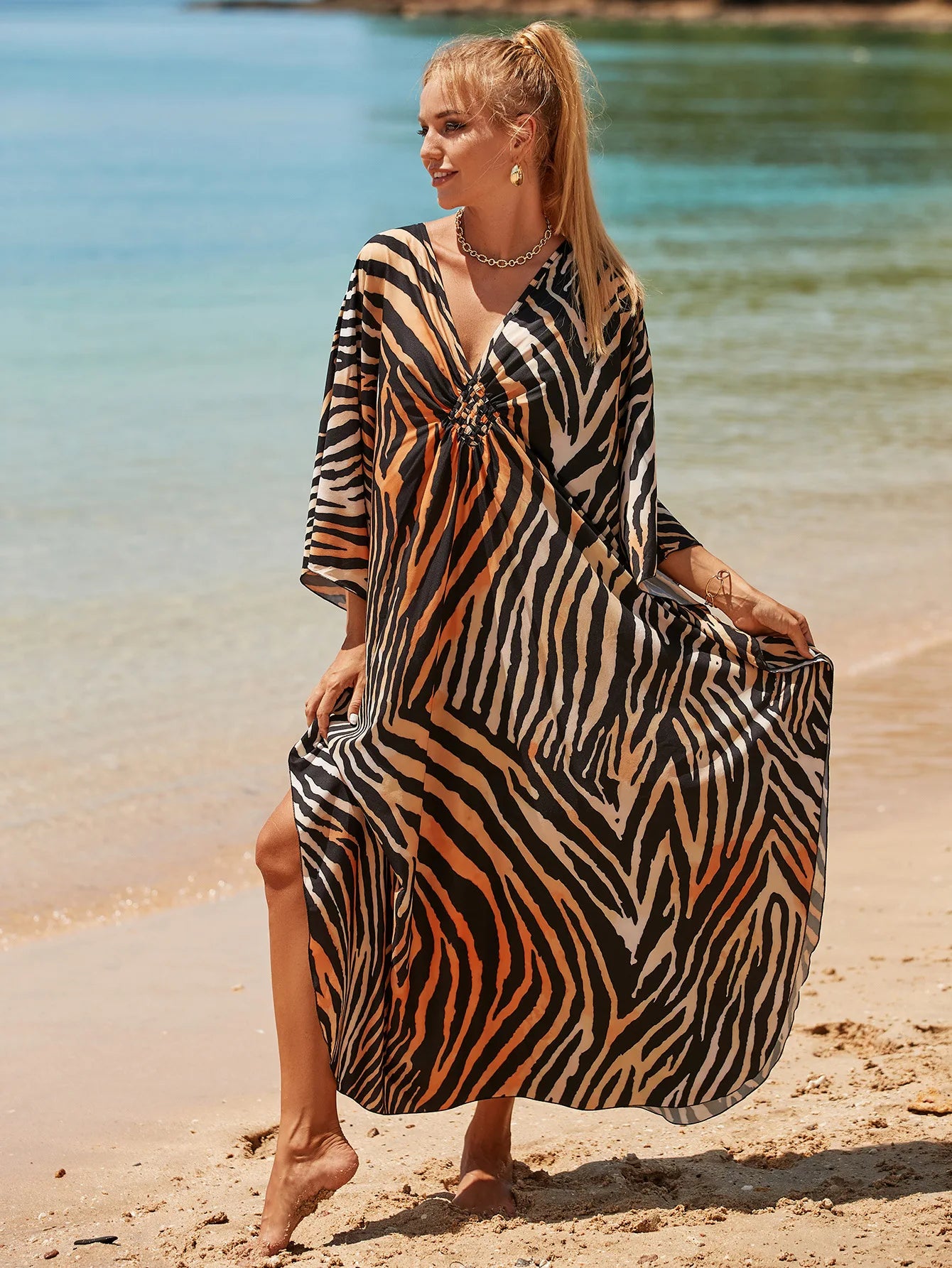 Boho Bikini Cover-ups Summer Autumn Loose Kaftan Dress Women Plus Size Beachwear Swimsuit Cover Up - Sun Studio