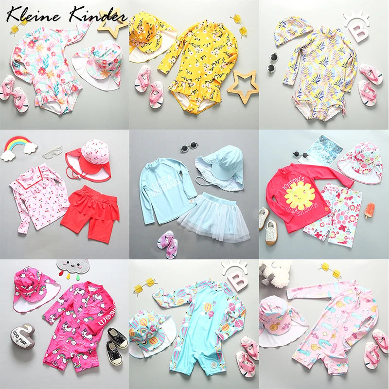 UPF50 Girls Swimwear Long Sleeves Floral Baby Swimsuit UV Protection Children's Swimming Suit Beach Summer Toddler Bathing Suit - Sun Studio