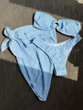 With Sarong Bandeau Strapless Wrinkled Bikini Women Swimwear Female Swimsuit Three-pieces Bikini set Bather Bathing Suit Swim - Sun Studio