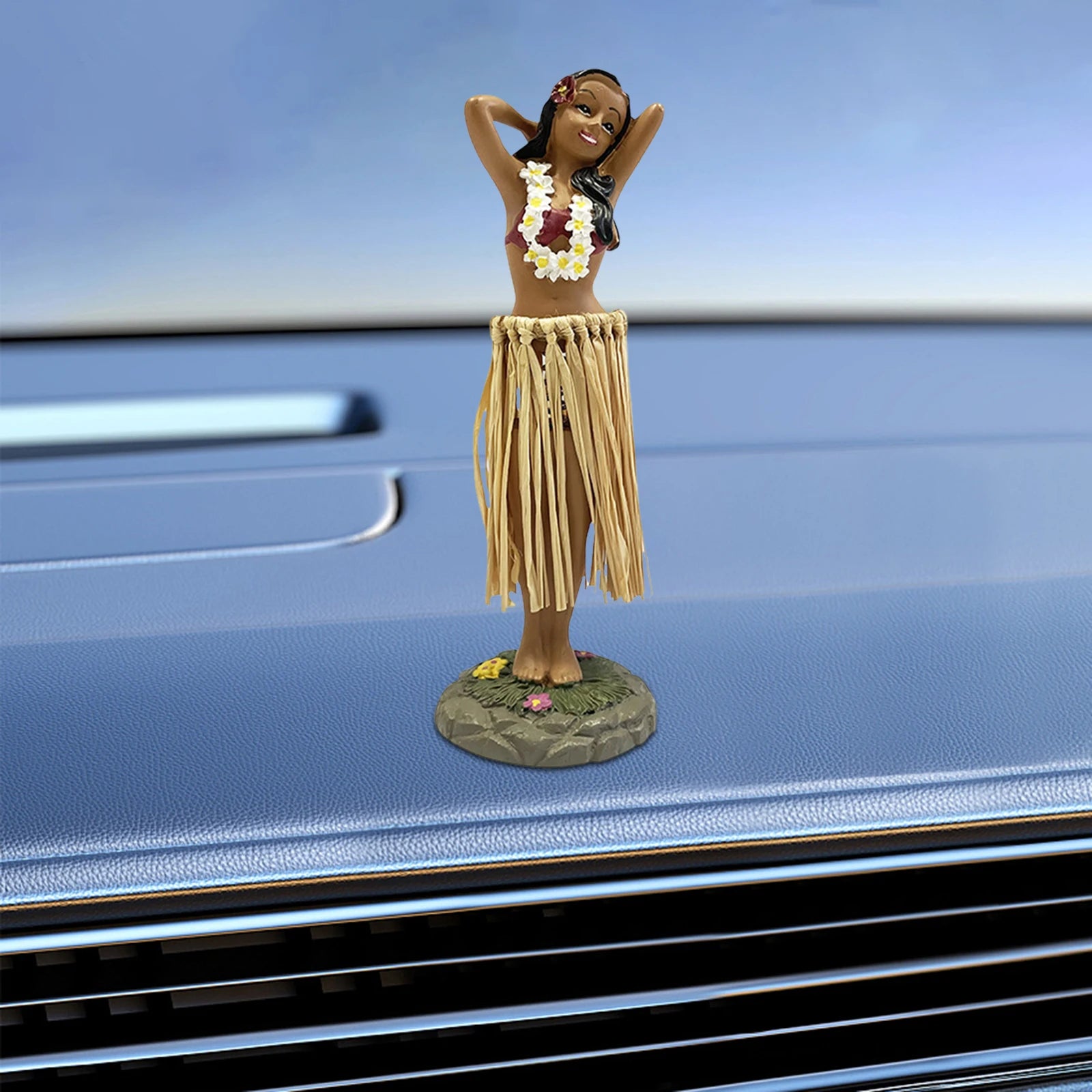 Hawaiian Hula Girl Dashboard Doll with Ukulele for Car Dashboard Collection Figurines Gifts Home Decor Mini Size Doll Dashboard - Sun Studio