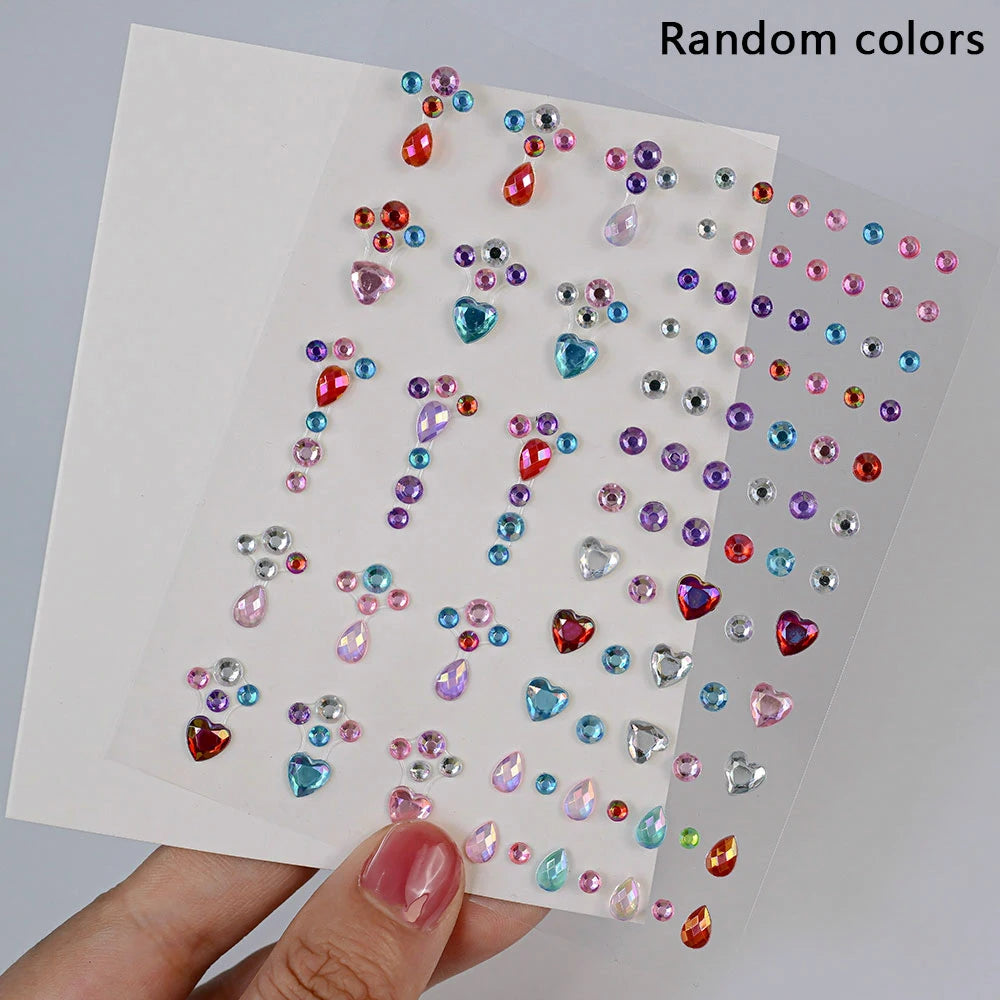 1Pcs Face Diamond Gem Sticker 5D Colorful Rhinestone Tattoo Stickers Fo Festival Nail Body Makeup Bling Jewelry DIY Face Sticker
