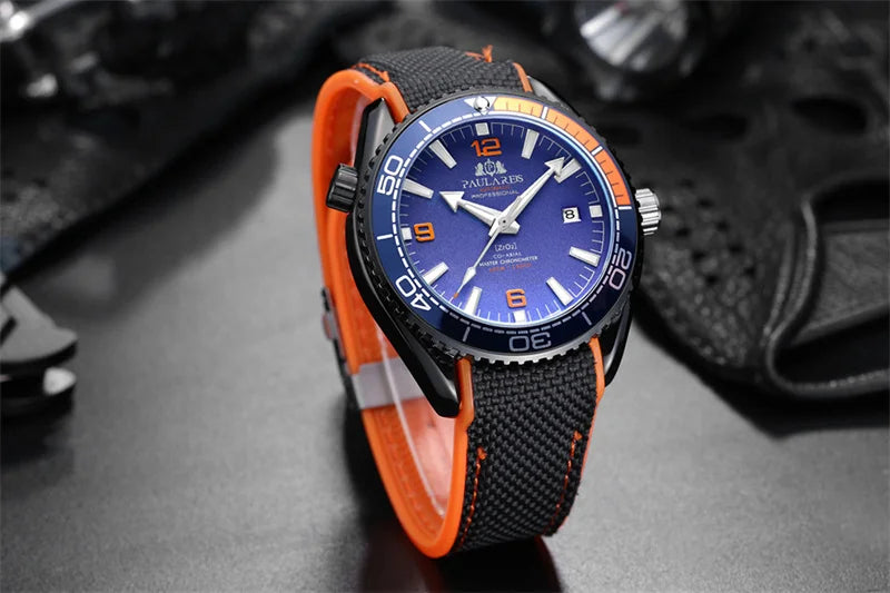 Luxury Automatic Mens Watch High Quality Mechanical Self Wind Movement Rubber Strap Waterproof Luminous Calendar Mens Watches - Sun Studio