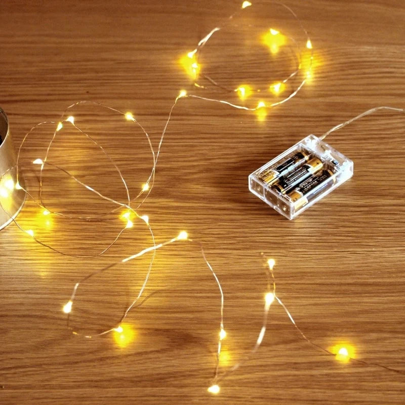 1-20M Led String Lights Copper Wire Starry Fairy Lights Battery Operated Lights for Bedroom Christmas Parties Wedding Decoration - Sun Studio