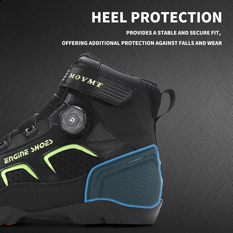 Motorcycle Riding Shoes Men's Breathable Leather Boots Casual Comfortable Slip-On Ankle Boots for Urban Cycling - Sun Studio